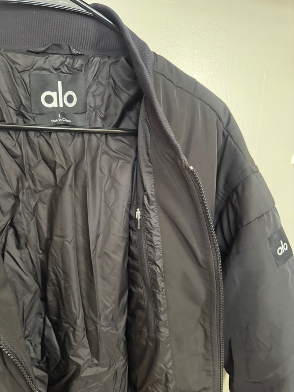 ALO Yoga Black Quilted Bomber Jacket
